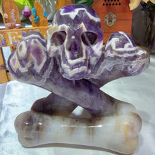 Load image into Gallery viewer, Dream Amethyst Skull&amp;Bone Hand Carving
