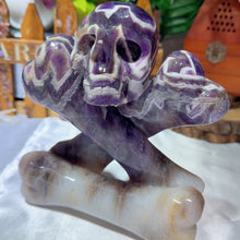 Load image into Gallery viewer, Dream Amethyst Skull&amp;Bone Hand Carving
