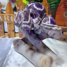 Load image into Gallery viewer, Dream Amethyst Skull&amp;Bone Hand Carving
