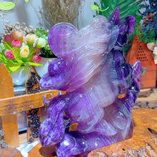 Load image into Gallery viewer, Good Quality Hand Carved Purple Fluorite Unicorn
