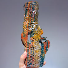Load image into Gallery viewer, Hand Carved Bright Color Ocean Jasper Chinese Dragon
